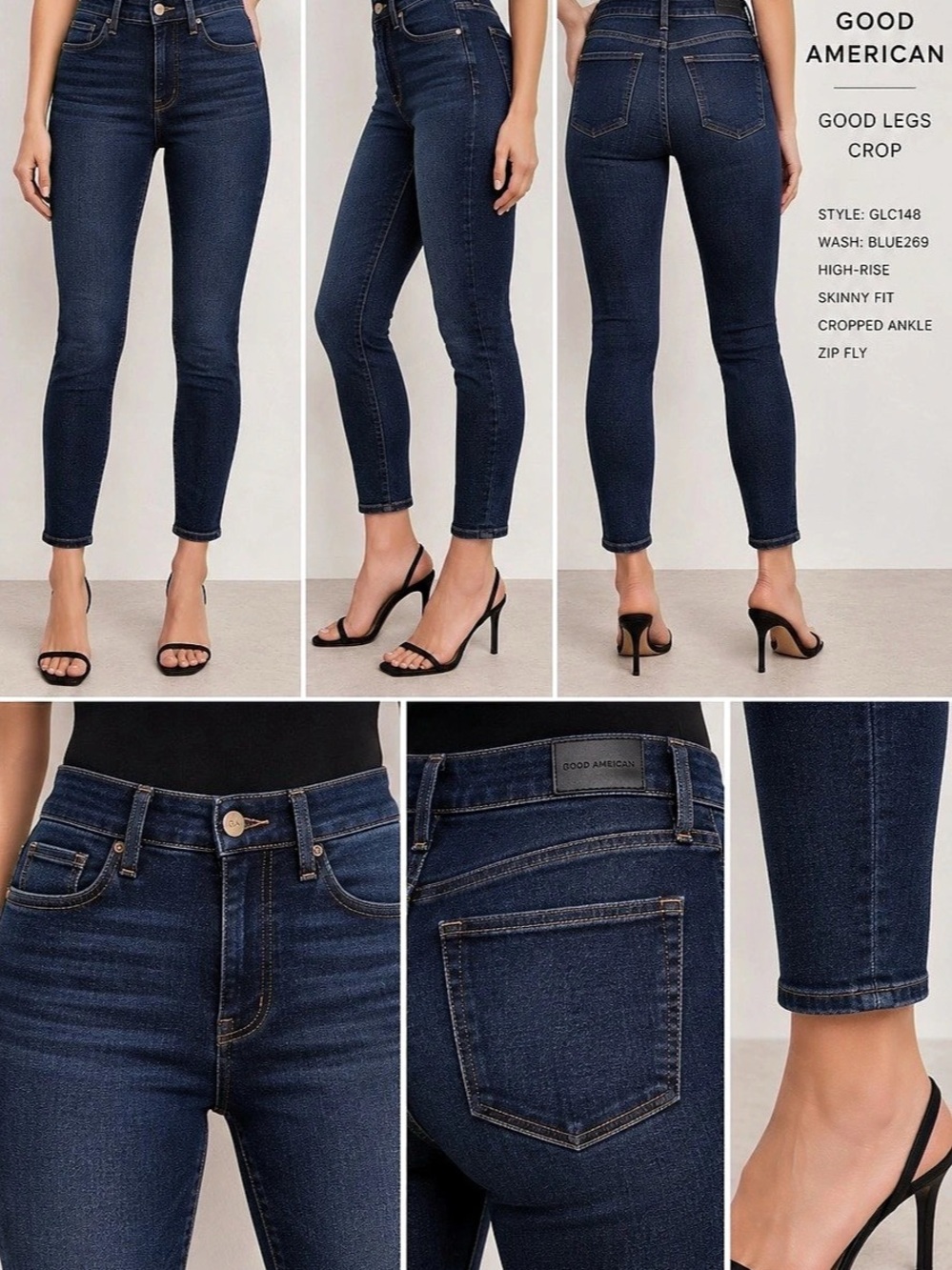 Good American Good Legs Crop Skinny Jeans – Dark Indigo – Size 20